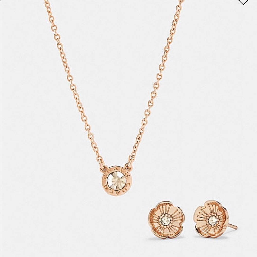 Coach Open Circle Necklace & Tea Rose Earring set